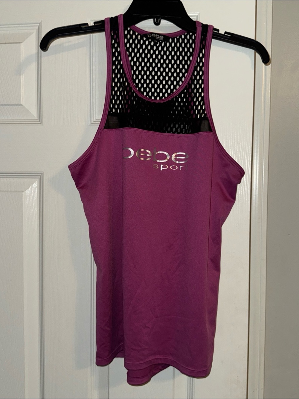 bebe Sport Purple Mesh Racerback Tank Top